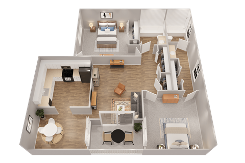 a floor plan of a house with a bedroom and a living room